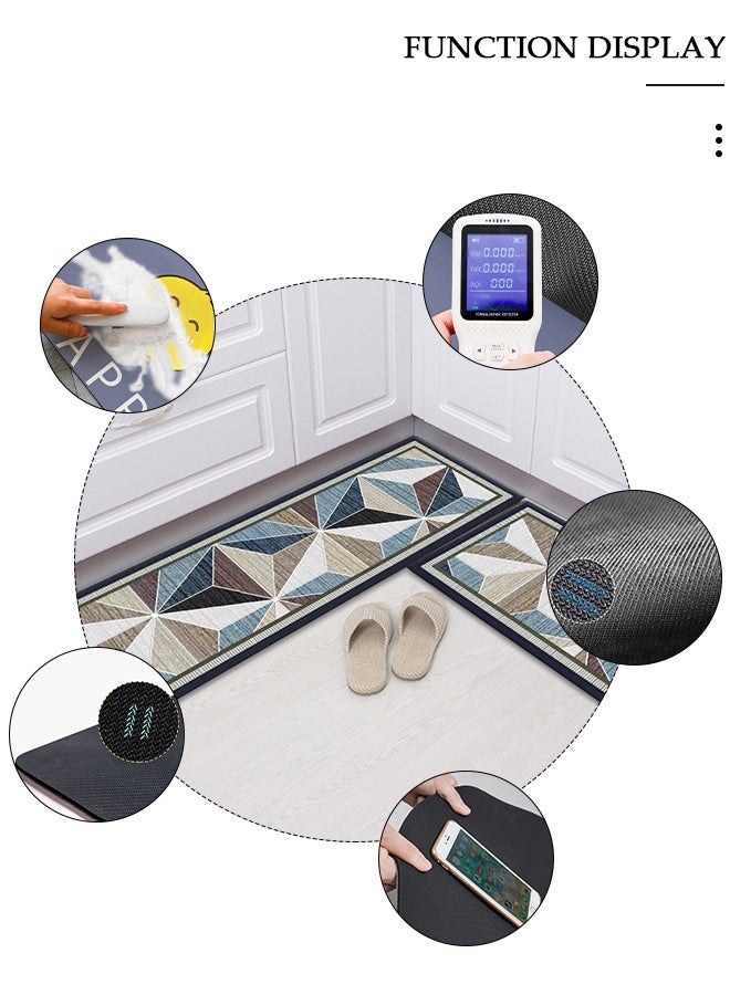 DUNISO قطعتان من سجاد ودواسات المطبخ غير القابلة للانزلاق، مجموعة سجادة مضادة للتعب في مدخل المطبخ، سجادة أرضية خلفية للمطبخ والحمام والمكتب 40*60 سم&amp;40*120 سم - Image 3