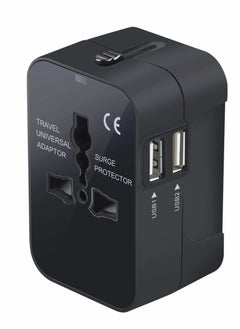 KASTWAVE محول سفر عالمي، محول طاقة جدارية مع شاحن مزدوج USB لهاتف محمول ولاب توب، أسود  - Image 1