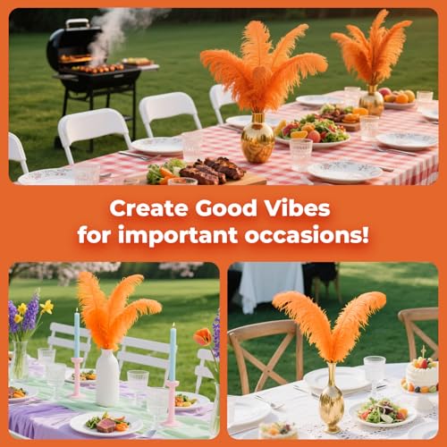 Piokio 20 pcs Orange Ostrich Feathers Plumes 6-8 inch(15-20 cm) Bulk for DIY Handmade Artwork and DIY Clothes, Feather Pens, Dream Catcher, Table Decoration. - Image 4