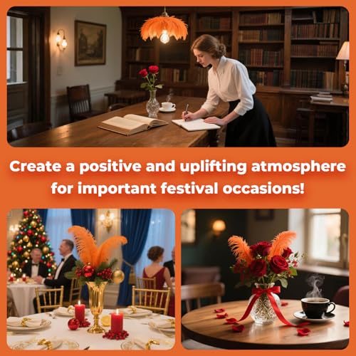 Piokio 20 pcs Orange Ostrich Feathers Plumes 6-8 inch(15-20 cm) Bulk for DIY Handmade Artwork and DIY Clothes, Feather Pens, Dream Catcher, Table Decoration. - Image 5