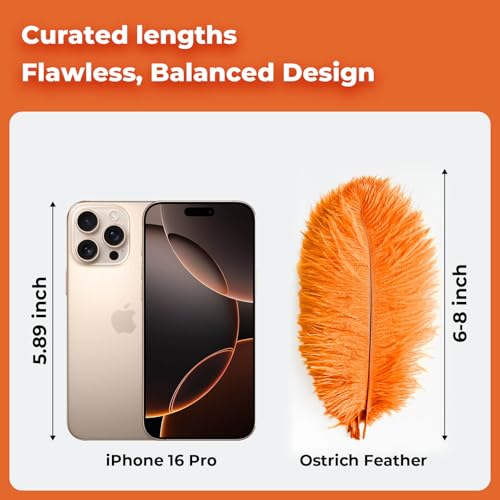 Piokio 20 pcs Orange Ostrich Feathers Plumes 6-8 inch(15-20 cm) Bulk for DIY Handmade Artwork and DIY Clothes, Feather Pens, Dream Catcher, Table Decoration. - Image 2