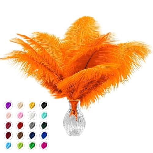 Piokio 20 pcs Orange Ostrich Feathers Plumes 6-8 inch(15-20 cm) Bulk for DIY Handmade Artwork and DIY Clothes, Feather Pens, Dream Catcher, Table Decoration. - Image 1