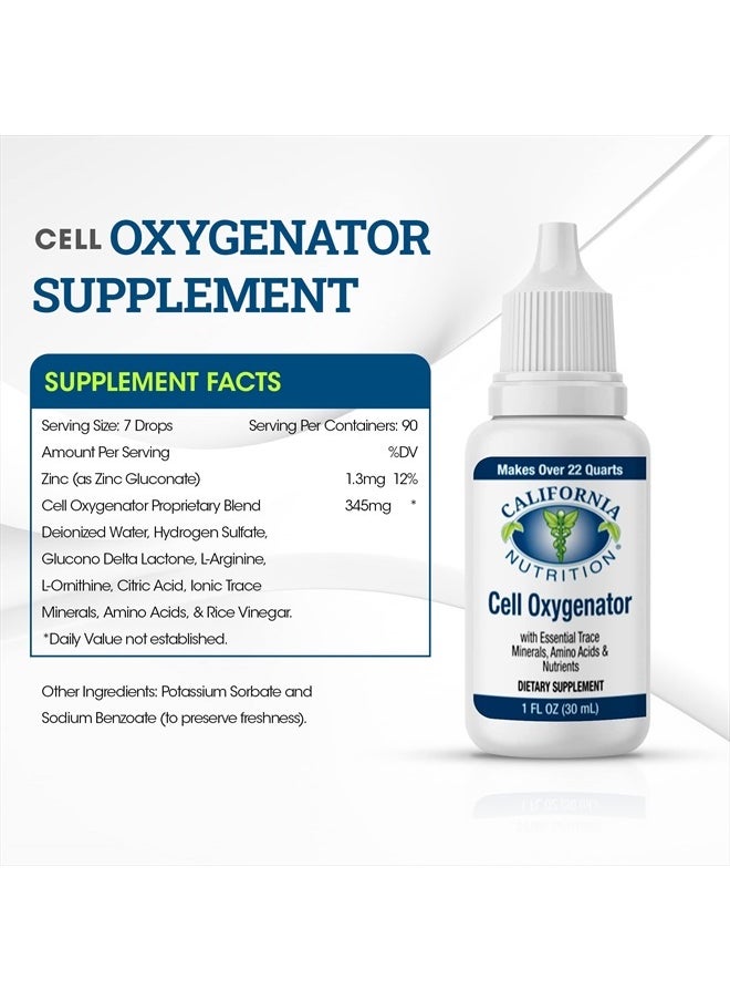 California Nutrition - Cell Oxygenator Oxygen Boost, 1fl oz (30ml), Cell Food Oxygen Drops with Zinc, Support Immune System, Liquid Oxygen Dietary Supplement, Trace Minerals & Amino Acids - Image 1