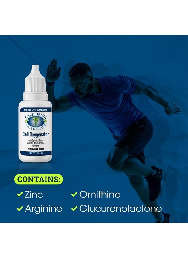 California Nutrition - Cell Oxygenator Oxygen Boost, 1fl oz (30ml), Cell Food Oxygen Drops with Zinc, Support Immune System, Liquid Oxygen Dietary Supplement, Trace Minerals & Amino Acids - Image 1