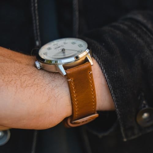 BARTON WATCH BANDS Quick Release Top Grain Leather Watch Band Strap Caramel Tan Leather 22mm - Image 3
