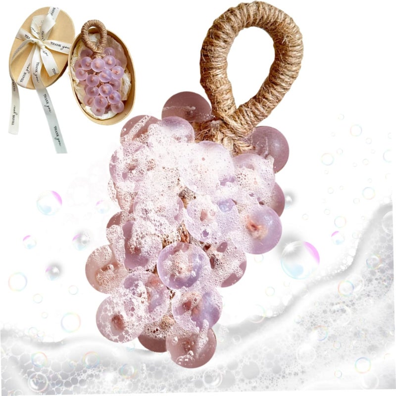 Grape Lanyard Soap Exquisite Decoration Fragrant Soap Household Travel Hand Soap for Men and Women    Light Blue - Image 2