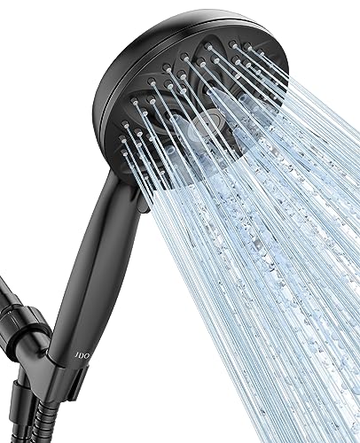JDO Shower Head with Handheld, High Pressure Handheld 6 Settings, Detachable Shower Head Set with Stainless Steel Hose and Shower Bracket (Matte Black) - Image 1