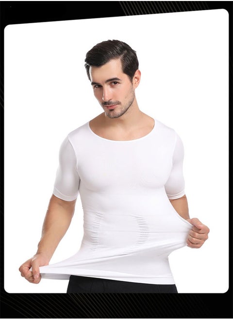Plain Slimming Undershirt Casual Round Neck Quick-drying and Breathable Undershirt White for Men