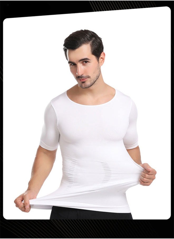 Jolly Chic - Plain Slimming Undershirt Casual Round Neck Quick-drying and Breathable Undershirt White for Men - Image 1