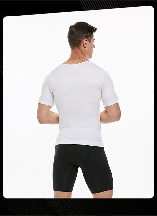 Jolly Chic - Plain Slimming Undershirt Casual Round Neck Quick-drying and Breathable Undershirt White for Men - Image 1
