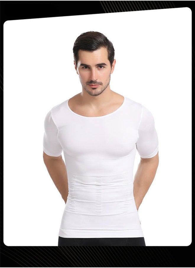 Jolly Chic - Plain Slimming Undershirt Casual Round Neck Quick-drying and Breathable Undershirt White for Men - Image 1