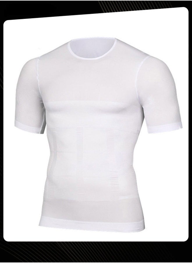 Jolly Chic - Plain Slimming Undershirt Casual Round Neck Quick-drying and Breathable Undershirt White for Men - Image 1