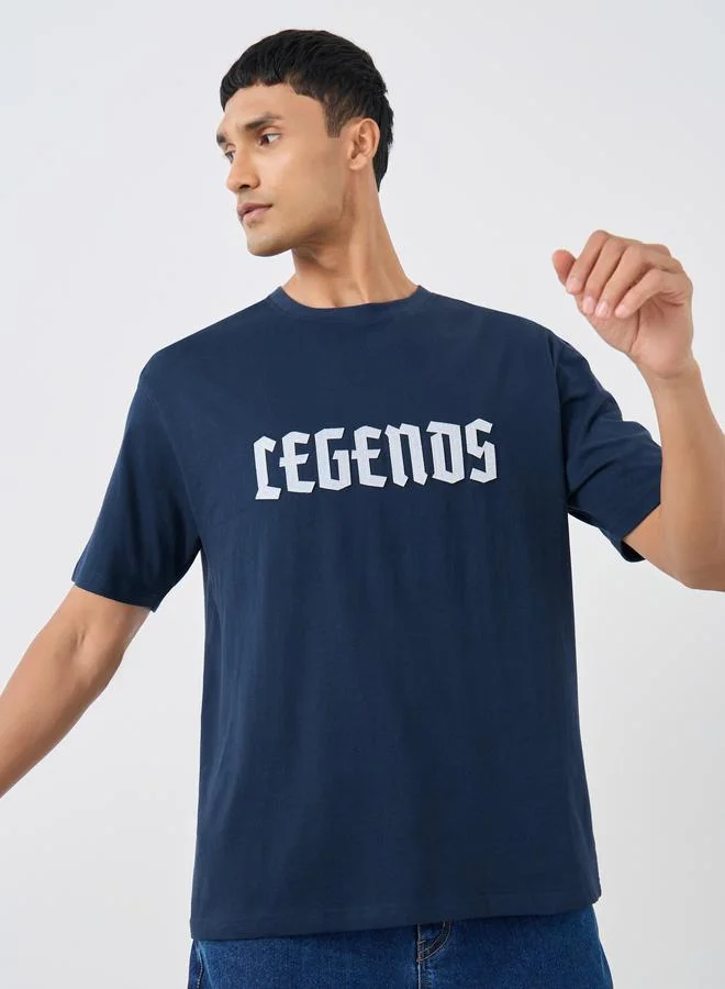 Styli Slogan Print Crew Neck Oversized T-Shirt