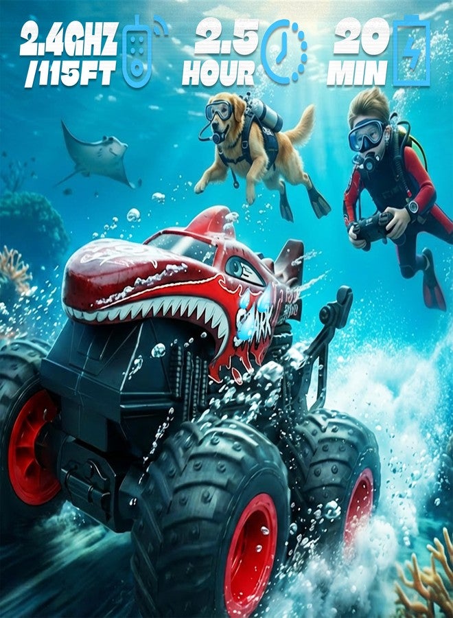 BEZGAR Monster Truck Toys - Remote Control Monster Truck with Light & Music, Dinosaur Toys for Kids, 1:20 Scale RC Truck with 360° Spins and Drifting, Remote Control Car for Boys 4-7 Red - Image 5