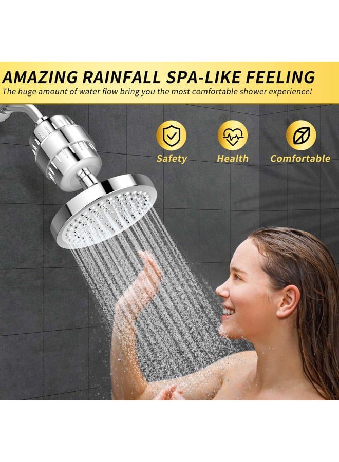FEELSO Shower Head and 15 Stage Shower Filter, High Output Hard Water Softener Showerhead with Filter Cartridge for Hard Water Remove Chlorine and Harmful Substances - Image 5