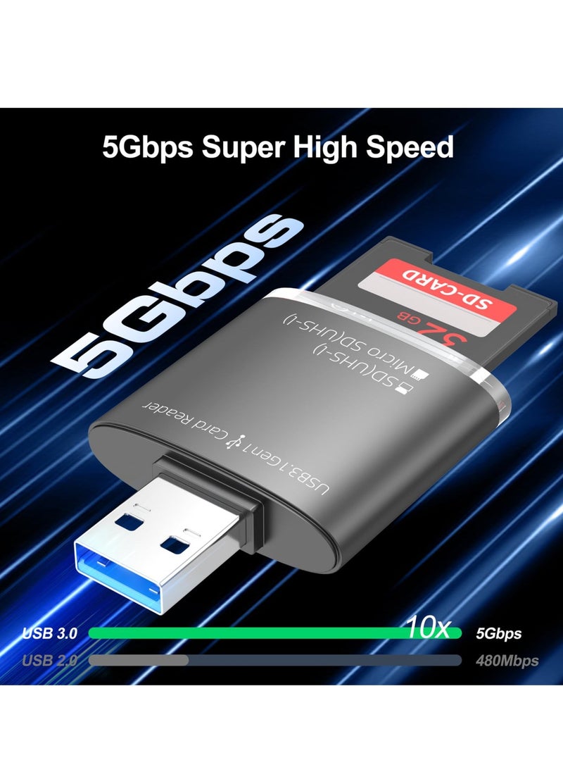 Excefore - SD Card Readers, 2 in 1 Micro SD Card Reader USB A,  Micro SD TF Card Adapter Converter 3.0 Memory Card Support SDHC SDXC MMC UHS-I Cards for Mac PC Comptuer Laptop Chrome Camera - Image 1