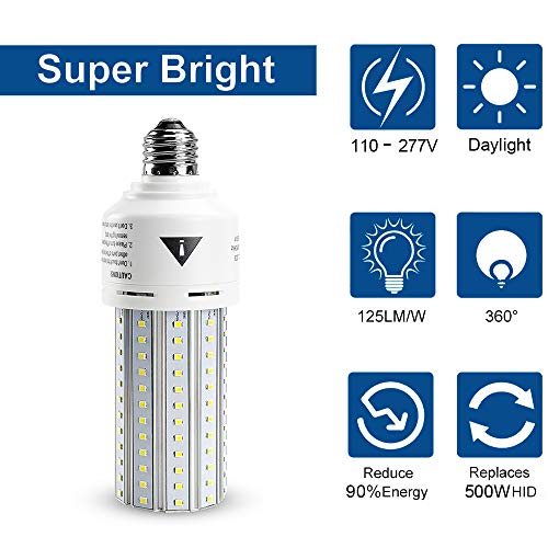 ZP Mafuken 500W Equivalent LED Corn Light Bulb 7500 Lumen Led Bulbs 60W Super Bright 5000K Cool Daylight White E26/E27 Medium Base for Outdoor Indoor Workshop Garage Warehouse Factory Backyard… (A) - Image 4