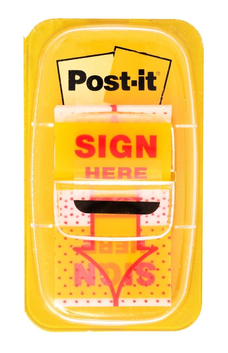 Post It Post-it Printed Message Flags, Sign Here, 1 Dispenser, 50 Flags, 1 Inch Wide, Yellow (680-9) - Image 5