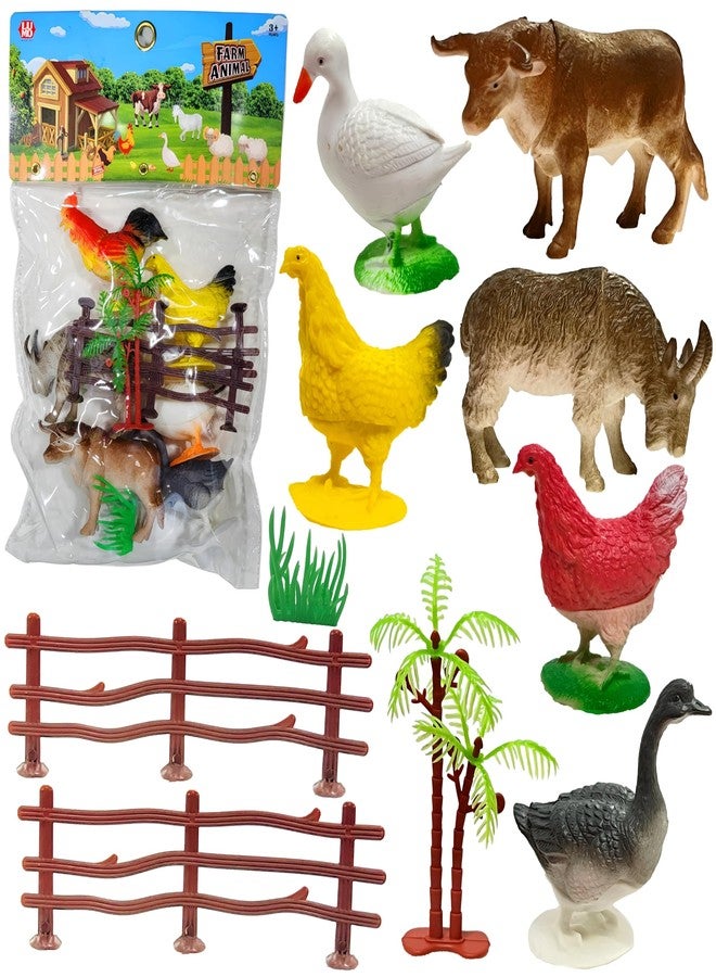 BABRO - 6 Pcs Animal Figure Toy Set, Farm Animal Playsets with an Artificial Tree and Fencing, Educational Toy Set for Kids - Image 1