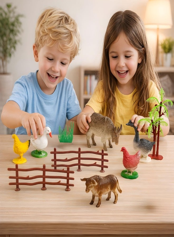 BABRO - 6 Pcs Animal Figure Toy Set, Farm Animal Playsets with an Artificial Tree and Fencing, Educational Toy Set for Kids - Image 2