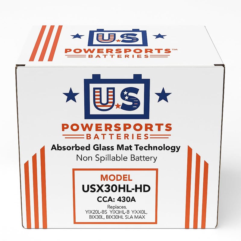الرياضات الآلية الأمريكية بطارية يو إس باورسبورتس USX30HL-HD – 12 فولت 34.4 أمبير AGM بدون صيانة | بطارية قوى رياضية عالية الأداء بقدرة تشغيل بارد 430 CCA للدراجات النارية وATV وUTV وجت سكي والسنوموبيل – محكمة الإغلاق، غير قابلة للانسكاب - Image 4