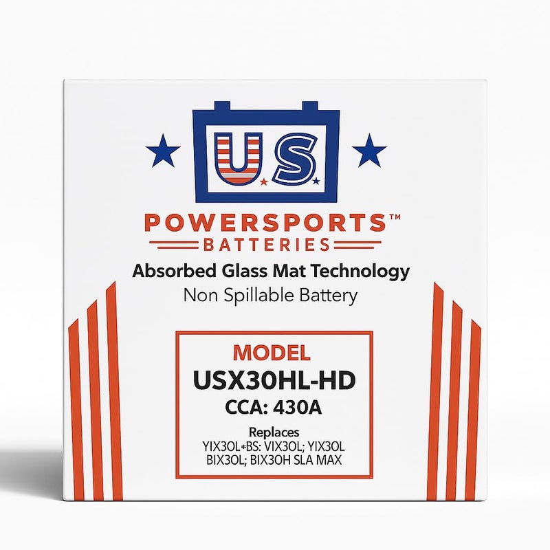 الرياضات الآلية الأمريكية بطارية يو إس باورسبورتس USX30HL-HD – 12 فولت 34.4 أمبير AGM بدون صيانة | بطارية قوى رياضية عالية الأداء بقدرة تشغيل بارد 430 CCA للدراجات النارية وATV وUTV وجت سكي والسنوموبيل – محكمة الإغلاق، غير قابلة للانسكاب - Image 5