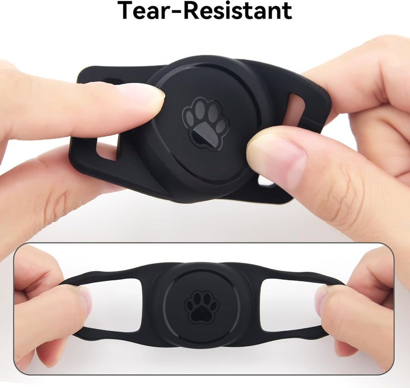 for Airtag Dog Collar Holder 2 Pack,Waterproof Dog Collar Holder for Apple AirTag(Gen 1 & 2),Silicone Air Tags Case for Dog Collars(Black) - Image 4