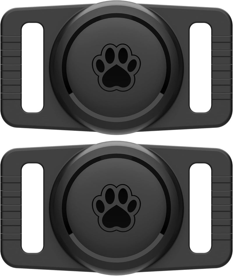 for Airtag Dog Collar Holder 2 Pack,Waterproof Dog Collar Holder for Apple AirTag(Gen 1 & 2),Silicone Air Tags Case for Dog Collars(Black) - Image 2