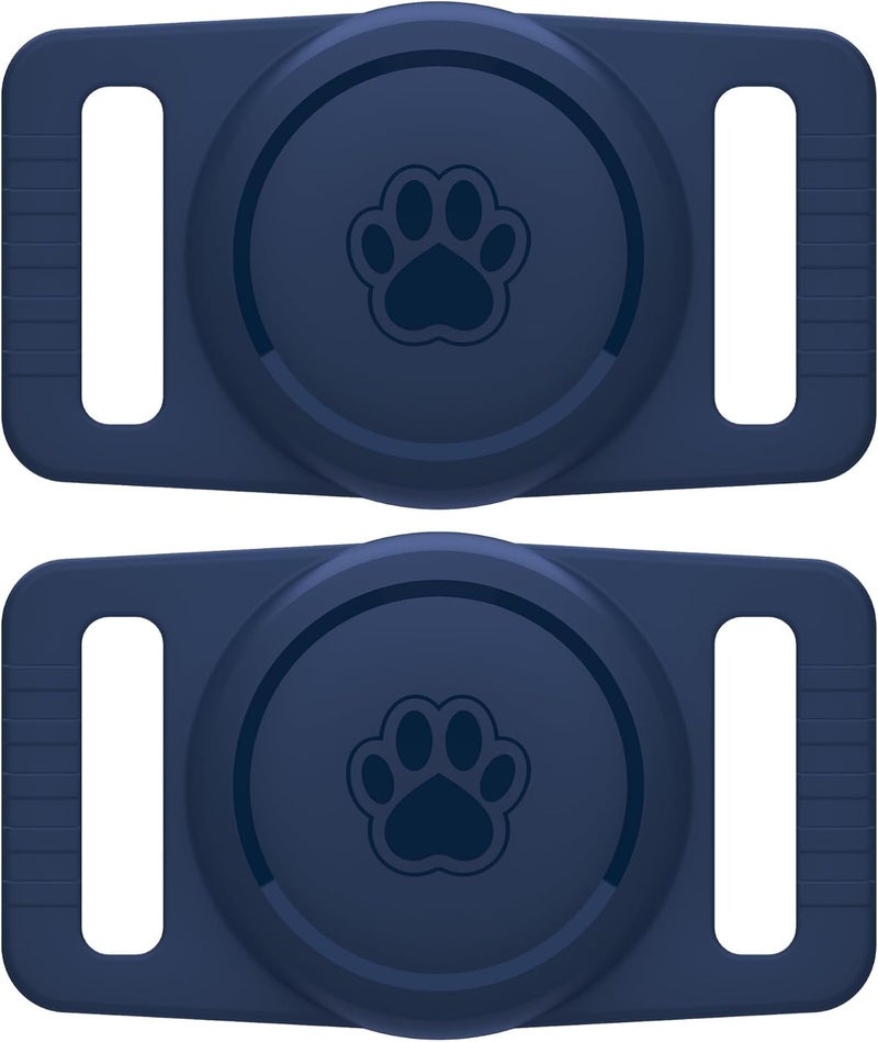 for Airtag Dog Collar Holder 2 Pack,Waterproof Dog Collar Holder for Apple AirTag(Gen 1 & 2),Silicone Air Tags Case for Dog Collars(Black) - Image 1