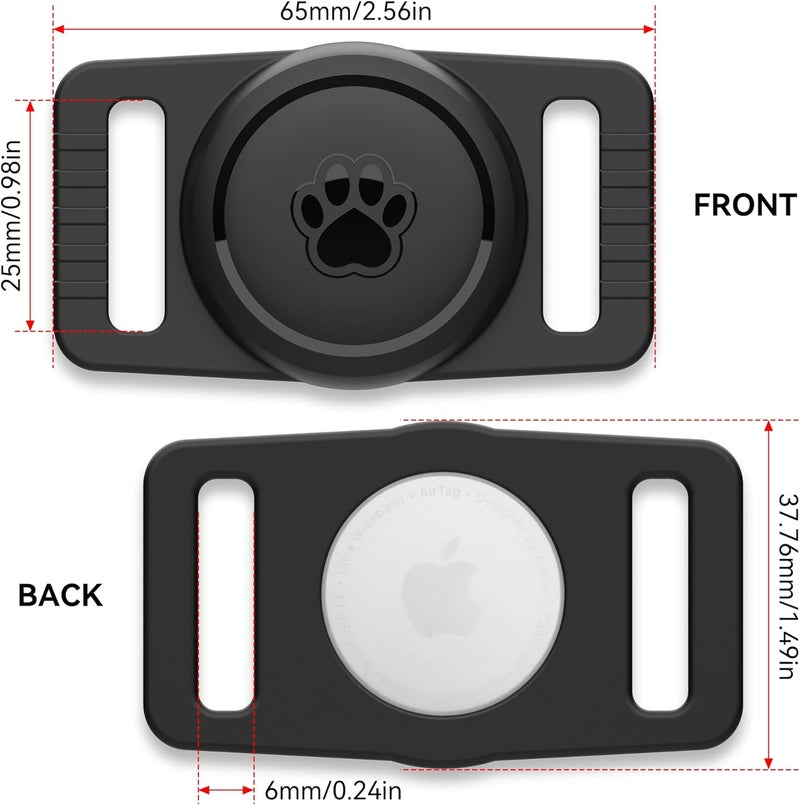 for Airtag Dog Collar Holder 2 Pack,Waterproof Dog Collar Holder for Apple AirTag(Gen 1 & 2),Silicone Air Tags Case for Dog Collars(Black) - Image 5