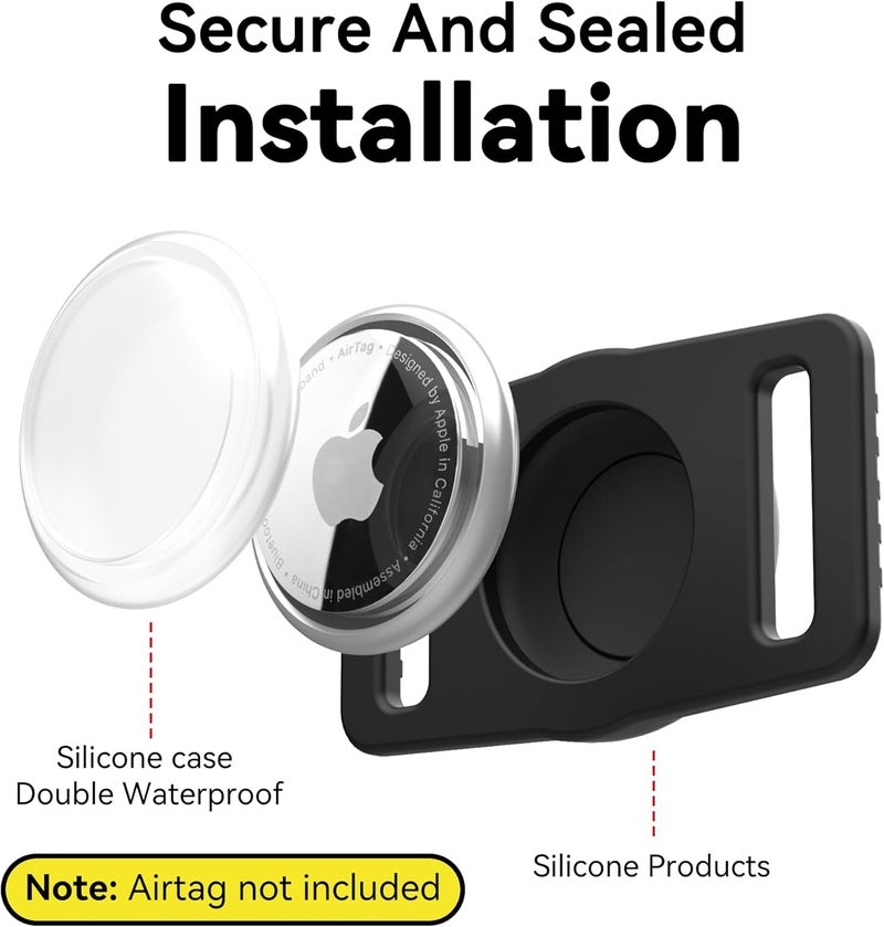 for Airtag Dog Collar Holder 2 Pack,Waterproof Dog Collar Holder for Apple AirTag(Gen 1 & 2),Silicone Air Tags Case for Dog Collars(Black) - Image 3