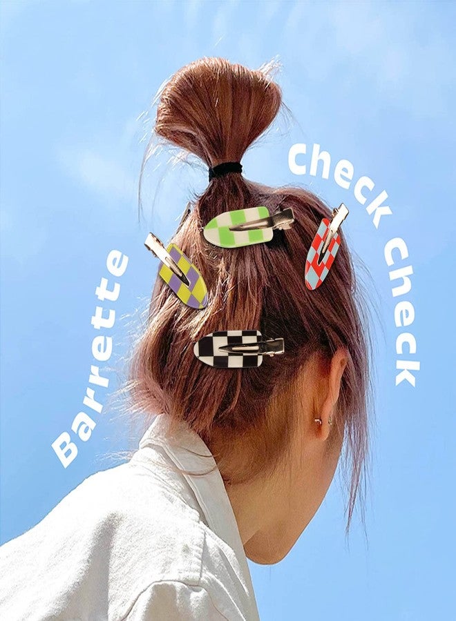 Magicsky 10PCS No Bend Hair Clips, Acrylic Flat Styling No Crease Pins, Bang Seamless Duckbill, Barrettes for Makeup, Hairstyle Tool for Women Girls- Checkerboard Checker White Black - Image 2