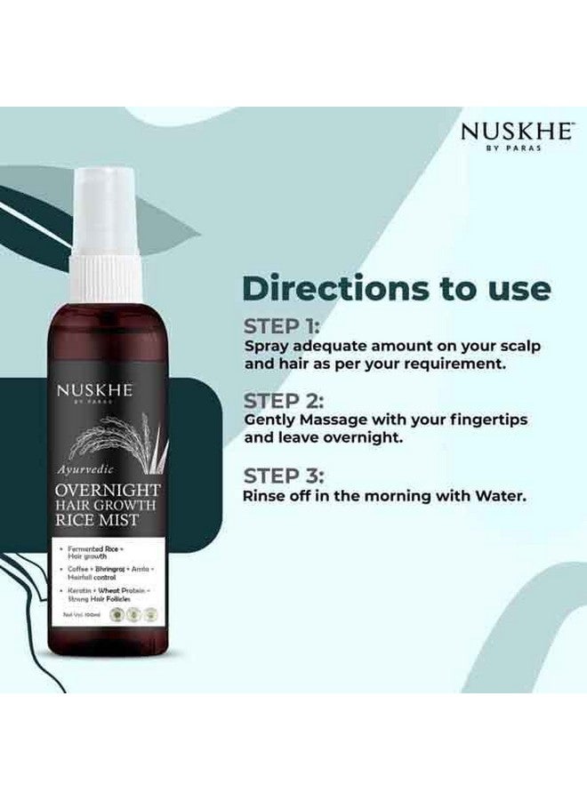 Nuskhe By Paras Ayurvedic Overnight Hair Growth Rice Mist For Extreme Hair Growth 100 Ml. Fermented Rice Water Combined With Coffee Bhringraj And Amla| Reduce Hair Fall - Image 4