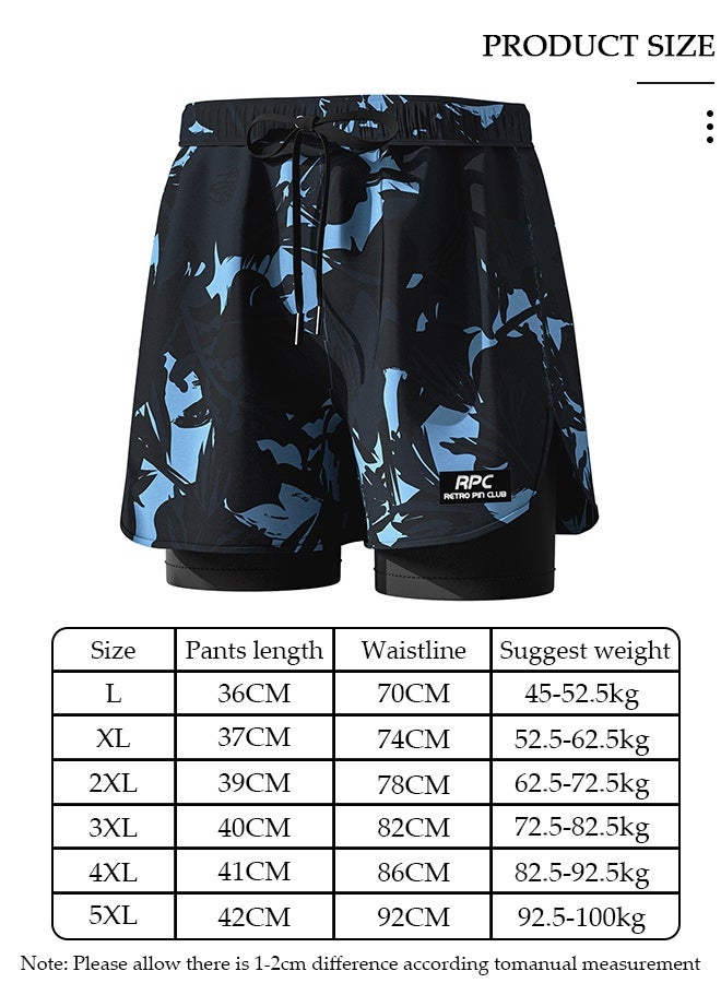 DUNISO Men's Swimming Trunks with Compression Liner, Double Layer Quick Dry Beach Shorts with Adjustable Belt Loose Breath Swim Shorts Swimwear Bathing Suits for Beach and Swimming - Image 4