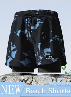 DUNISO Men's Swimming Trunks with Compression Liner, Double Layer Quick Dry Beach Shorts with Adjustable Belt Loose Breath Swim Shorts Swimwear Bathing Suits for Beach and Swimming  - Image 1