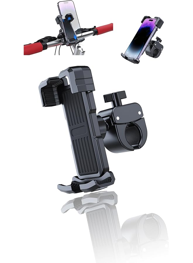 Green Tiger Secure Bike & Motorcycle Phone Mount, Universal Handlebar Cellphone Clamp for Cycling & Scooters - Adjustable, Shock-Absorbing, Easy Install - Image 1