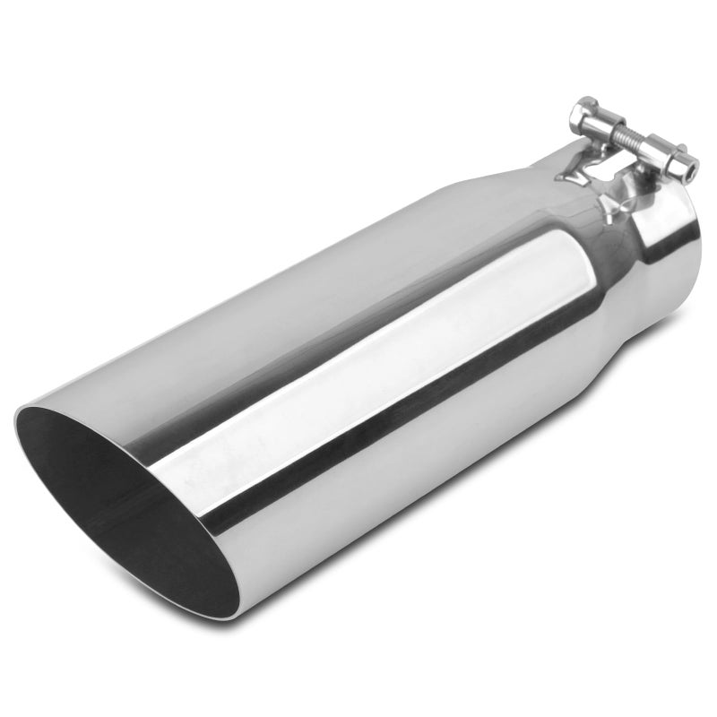 Vurkcy 275 inch Inlet Exhaust Tip 35 Outlet 12 Overall Length Stainless Steel Exhaust Tail Pipe BoltOn Slant Sleek Angle Cut Polished Tailpipe Silvery