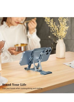 Excefore Universal Phone Folding Stand, Aluminum Desktop Stand with Adjustable View Angle, Compatible with All Phones, Switch, Tablets (Grey)  - Image 4