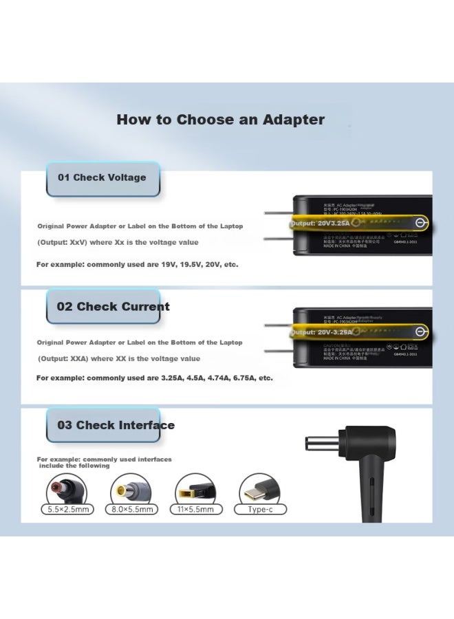 Mryc (Mryc) Lenovo Laptop Charger 20V3.25A Computer Power Adapter S405 S410 S415 S435 G460 Power Cord 65W Round Port Portable Model - Image 4