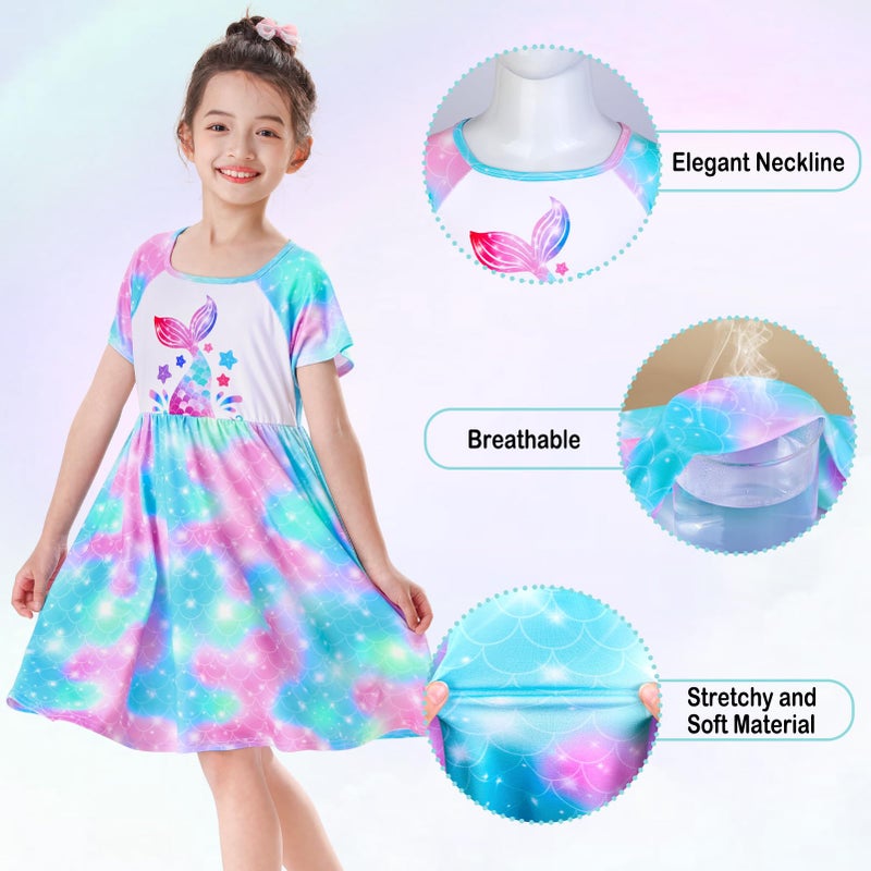 ICOSY Girls Nightgowns Unicorn Dress Pajamas for Kids Toddler Princess Nightgown Dress Unicorn Clothes for Girls - Image 3