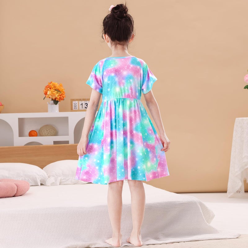 ICOSY Girls Nightgowns Unicorn Dress Pajamas for Kids Toddler Princess Nightgown Dress Unicorn Clothes for Girls - Image 2