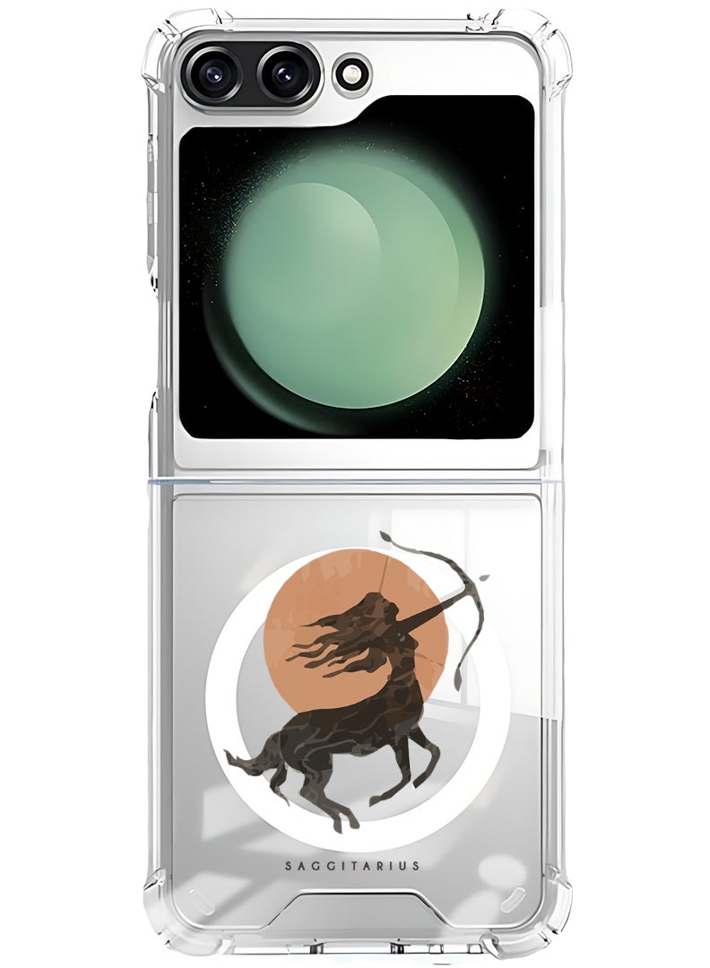 Theodor Magnetic Case for Samsung Galaxy Z Flip 5 Compatible with MagSafe Wireless Charging, Shockproof Phone Bumper Cover Sagittarius - Image 1