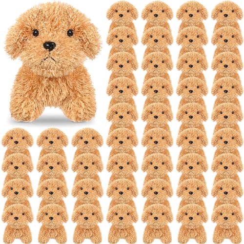 Liliful 50 Pcs Easter Stuffed Animals Bulk Mini Plush Dogs 47 Small Cute Soft Adopt a Dog Puppy for Kids Reward Classroom Gifts Bag Fillers Birthday Party FavorLight BrownCute Style - Image 1