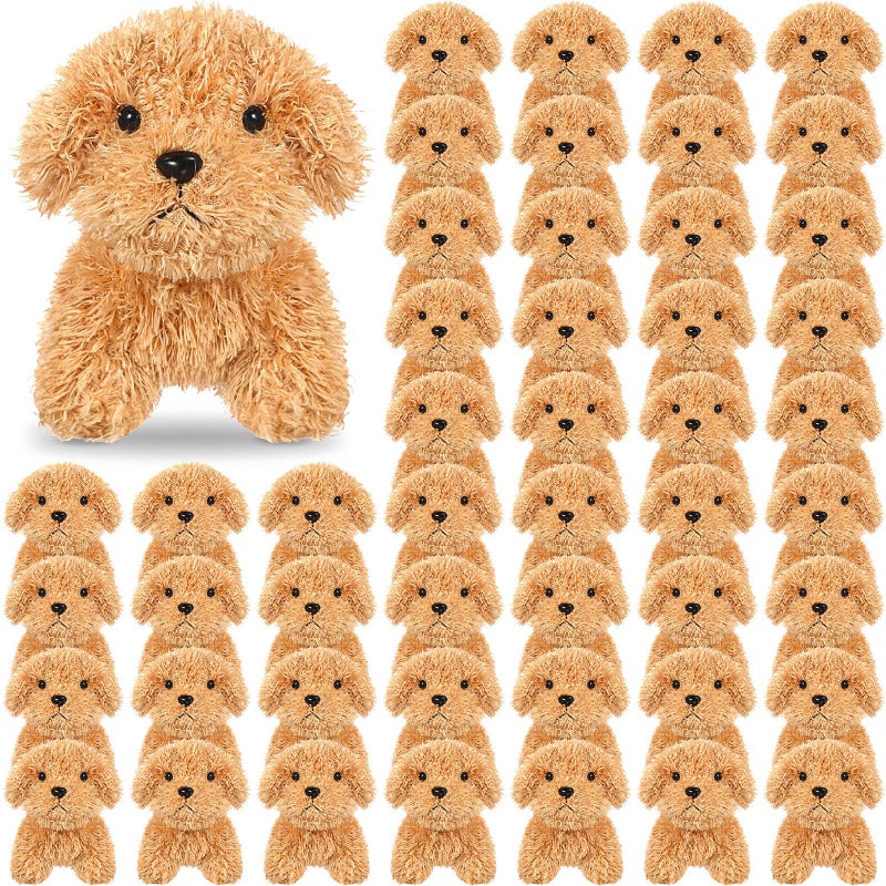 Liliful 50 Pcs Easter Stuffed Animals Bulk Mini Plush Dogs 47 Small Cute Soft Adopt a Dog Puppy for Kids Reward Classroom Gifts Bag Fillers Birthday Party FavorLight BrownCute Style - Image 3