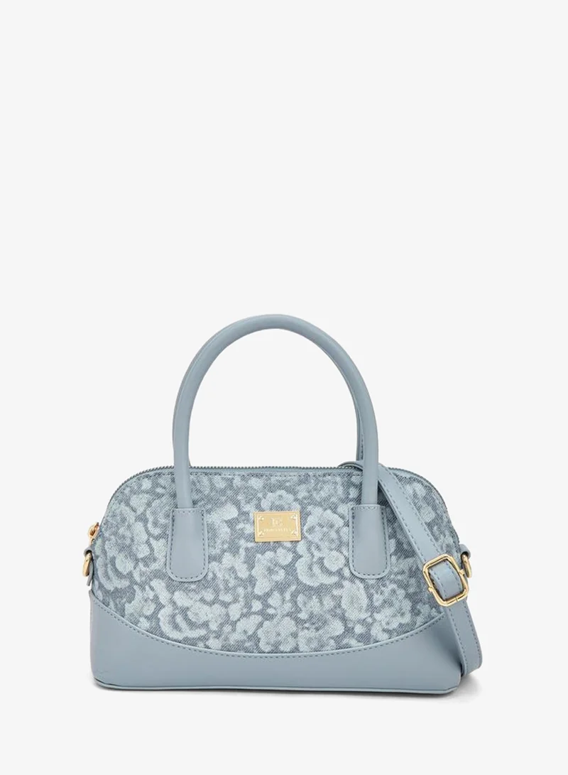 Flora Bella Floral Print Handbag With Double Handles And Detachable Shoulder Strap