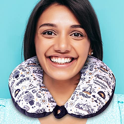 HOOPY Travel Neck Pillow in Soft Fabric for Head, Neck, Shoulder Support Filled with Soft Memory Foam Filling | Multi Purpose Neck Pillow| Neck Rest | Neck Pain | Vacation Print - Image 2