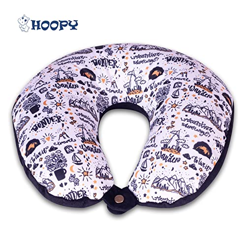 HOOPY Travel Neck Pillow in Soft Fabric for Head, Neck, Shoulder Support Filled with Soft Memory Foam Filling | Multi Purpose Neck Pillow| Neck Rest | Neck Pain | Vacation Print - Image 5