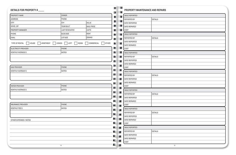 BookFactory Rental Property Record Book/Landlord Renter Record Keeping Log Book - Wire-O, 100 Pages, 8.5'' x 11'' (Made in USA) - Image 5