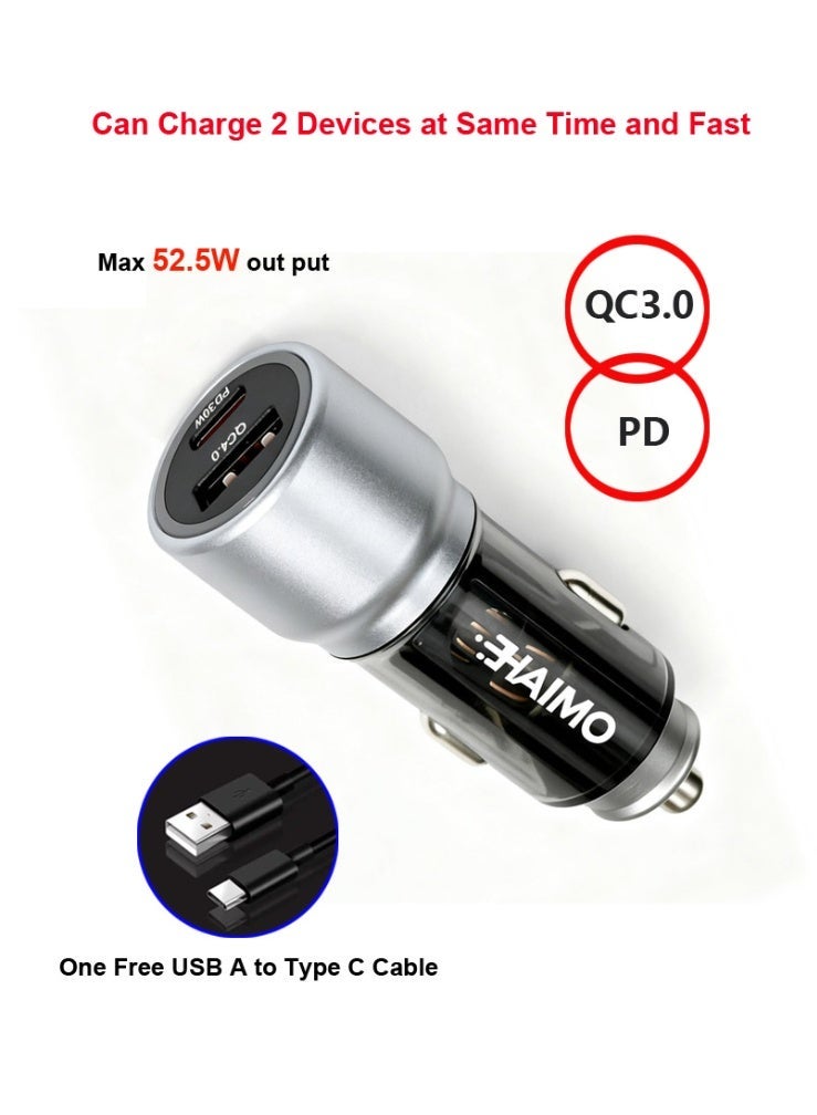 Haimo 52.5W 2 in 1 Fast car charger with a cable free, can charger 2 mobile fasft at same time - Image 1