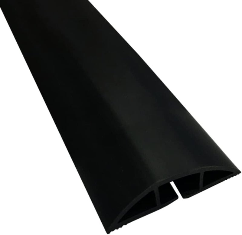 KABLE KONTROL Floor Cord Cover Kit - 6’ Feet Long - Black - Channel Size – 0.75” W x 0.43” H - Cable Management Kit - Wire Protector - Cable Organizer and Hider - Flexible PVC Cable Cover - Image 1